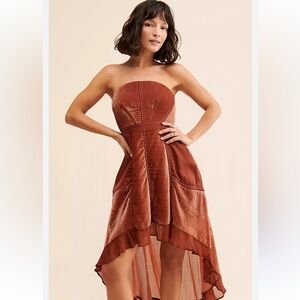 Anthropologie Strapless Rust Dress